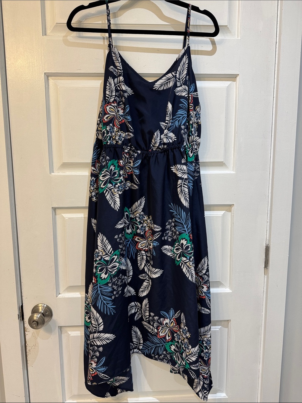 Joe Fresh Navy Dress with White Floral Print and Teal Accents